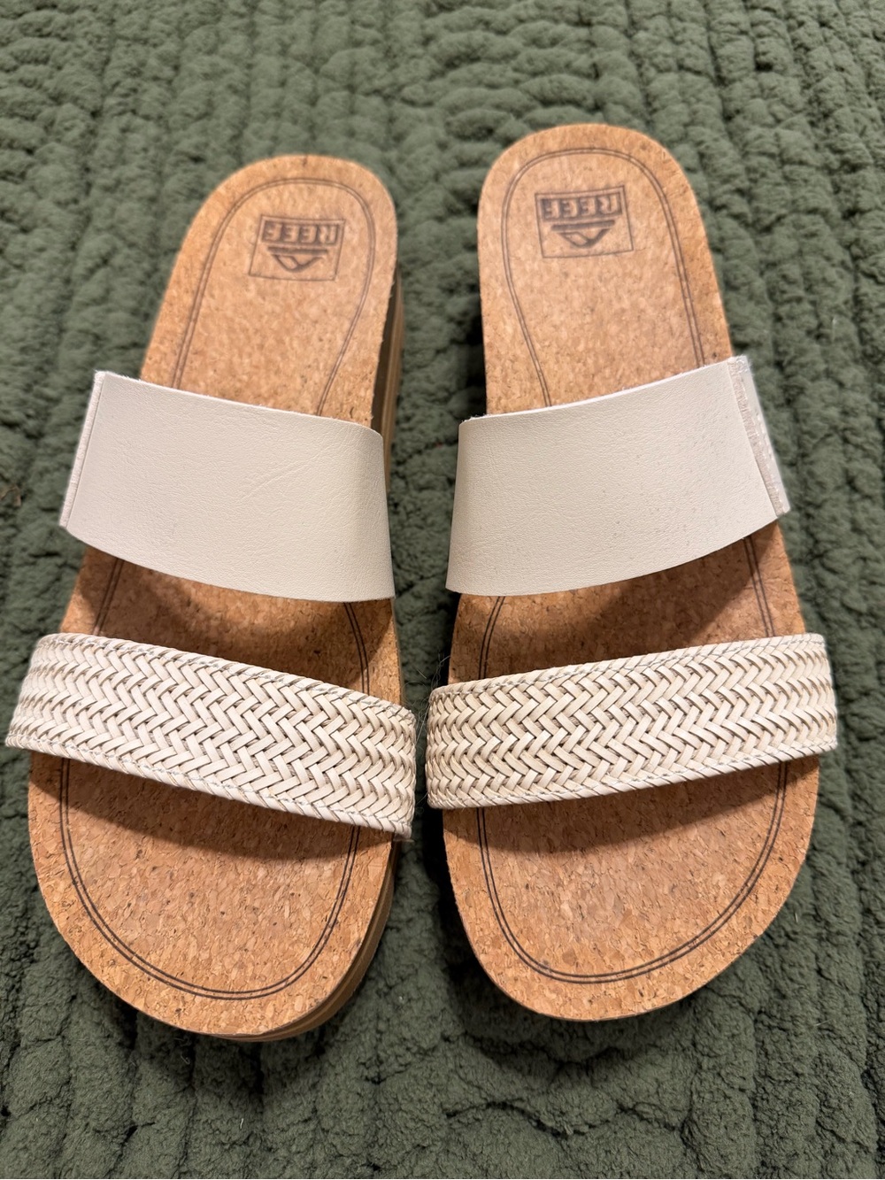 Reef Women's Cream Double-Strap Cork Slide Sandals